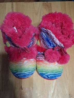 Airwalk Boot Slippers Fleece Rainbow Colors